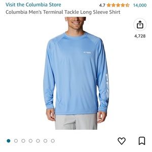 Men’s Columbia terminal tackle, long sleeve, blue shirt, size medium